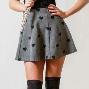 H&M Divided Grey Skirt w/ Black Hearts
